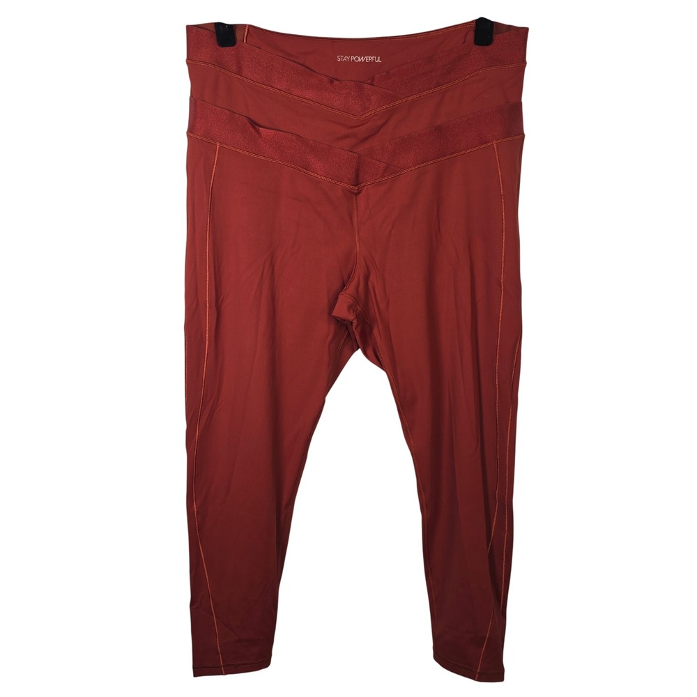 Calia Womens XXL High Rise Crossover Waistband Leggings Rust‎ Orange